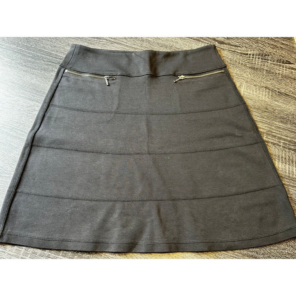 Athleta Black Mini Skirt with Zipper‎ Detail, Ribbed Bandage Style, Versatile
